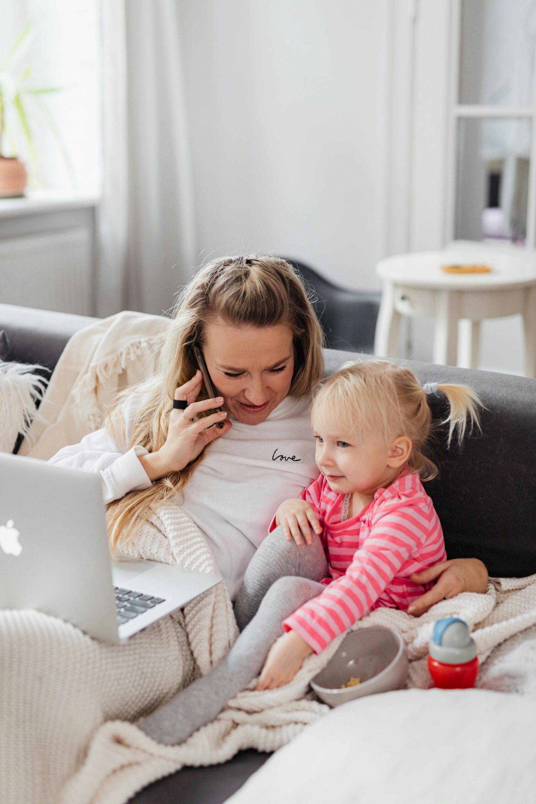 Mum working with daughter